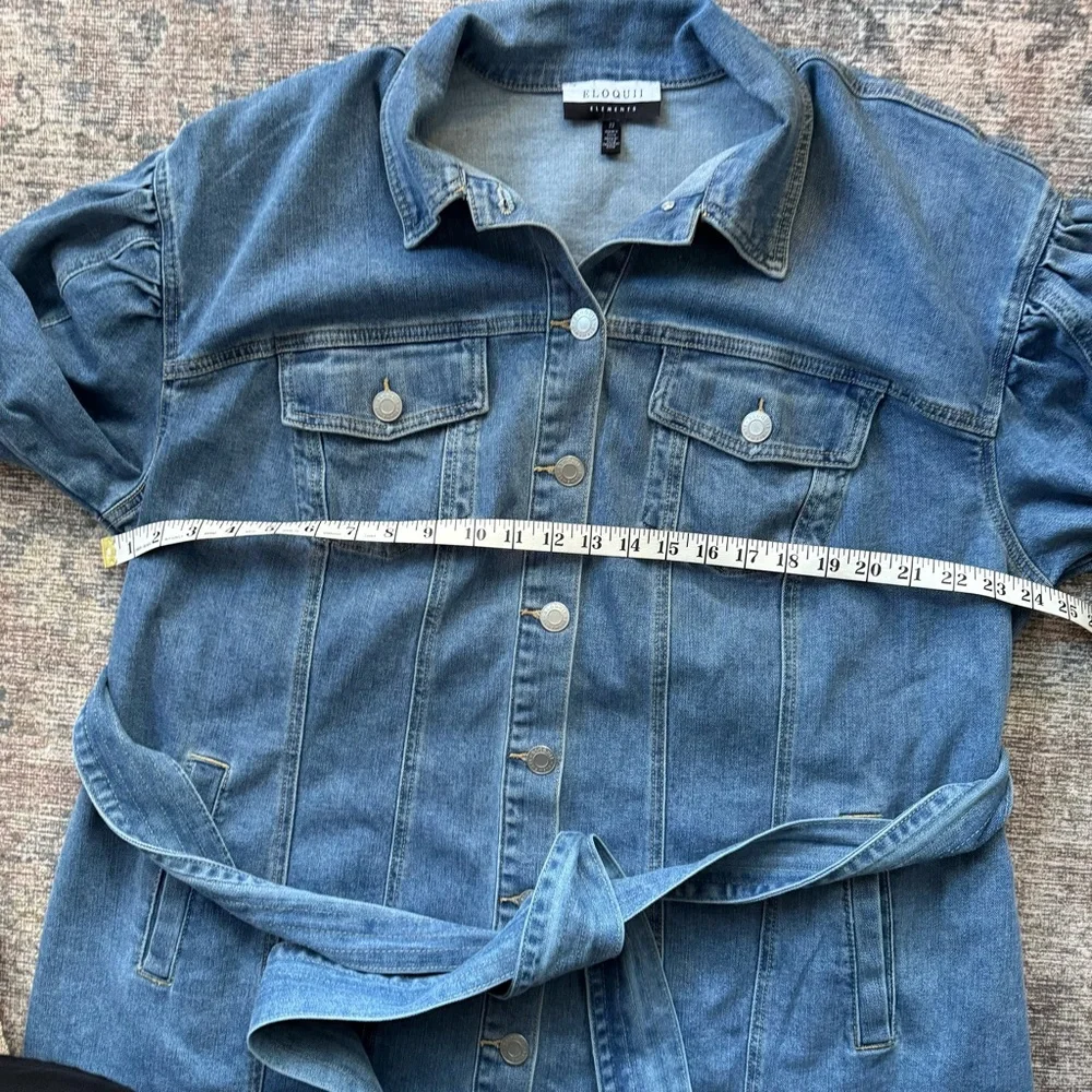 ELOQUII Elements Women's Plus Puff Sleeve Denim Jacket Dress size 22 - Picture 4 of 10